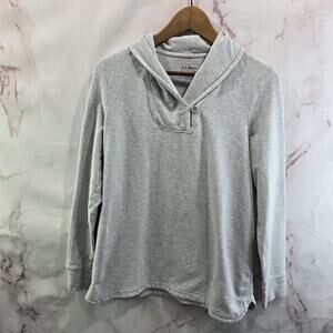 LL Bean Pullover Womens Small Reg Gray Cowl Shawl Neck Sweatshirt
